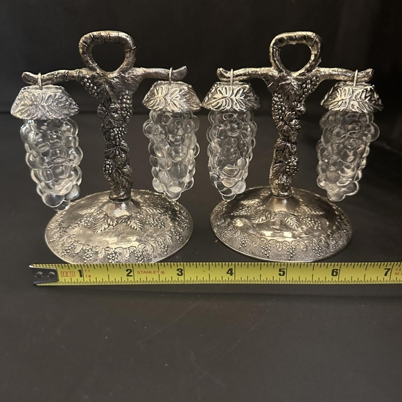 Pair Hanging Glass Grapes Salt Pepper Shaker Vine Stand Vintage Japan Price Imp. - Picture 2 of 10